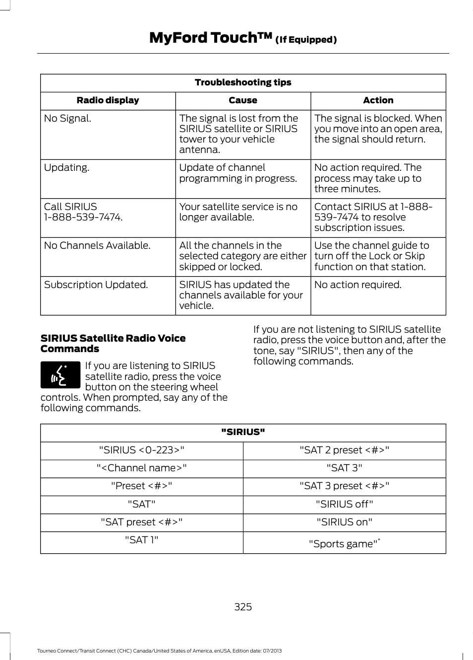 Myford touch | FORD 2014 Transit Connect v.2 User Manual | Page 328 / 404