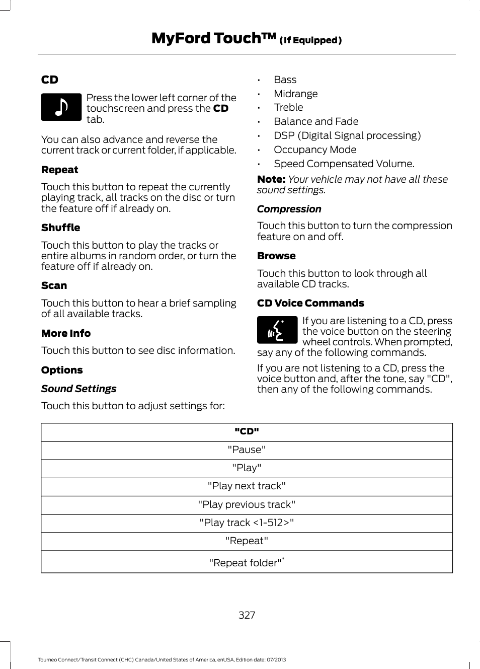 Myford touch | FORD 2014 Transit Connect v.2 User Manual | Page 330 / 404