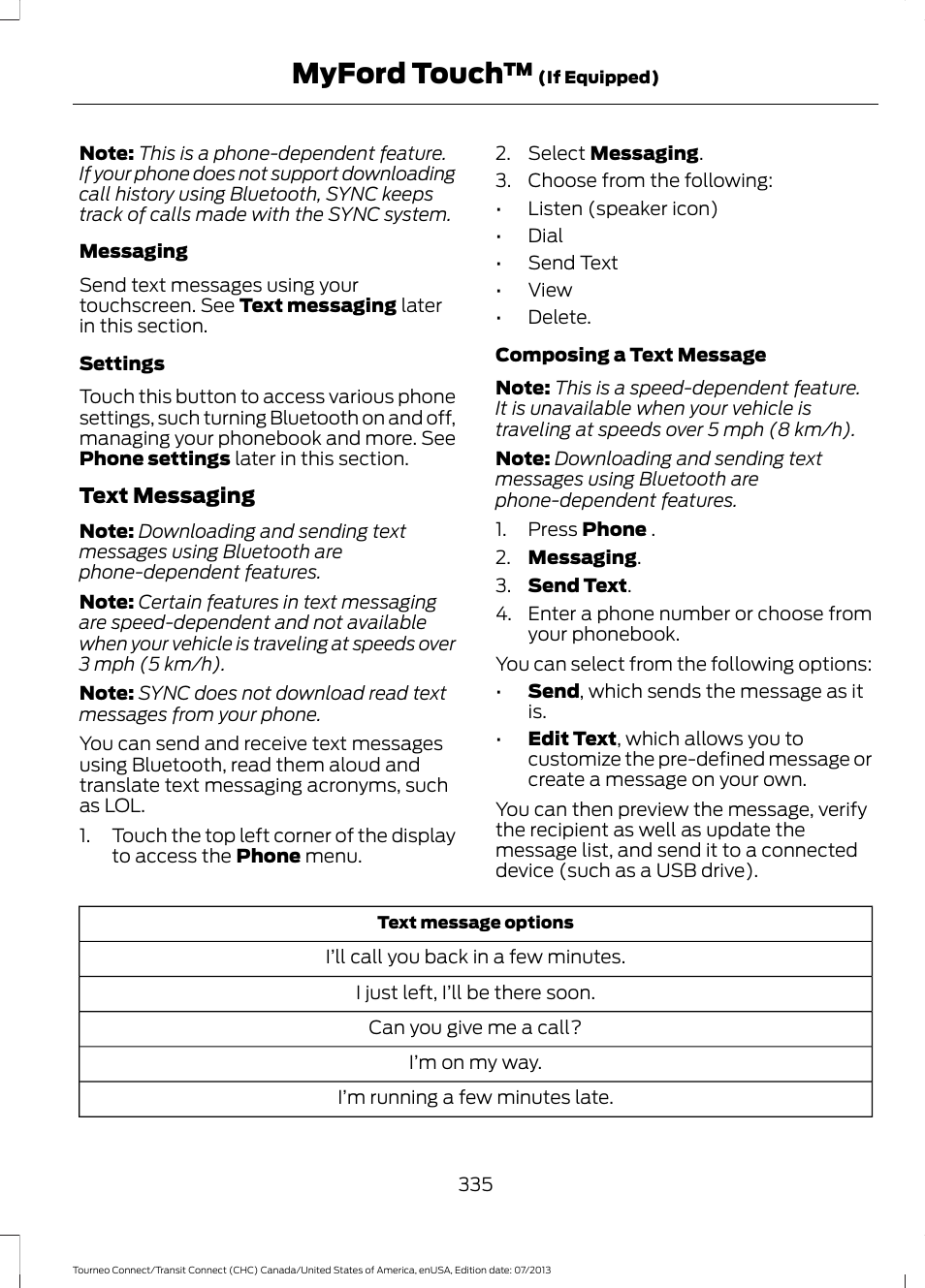 Myford touch | FORD 2014 Transit Connect v.2 User Manual | Page 338 / 404