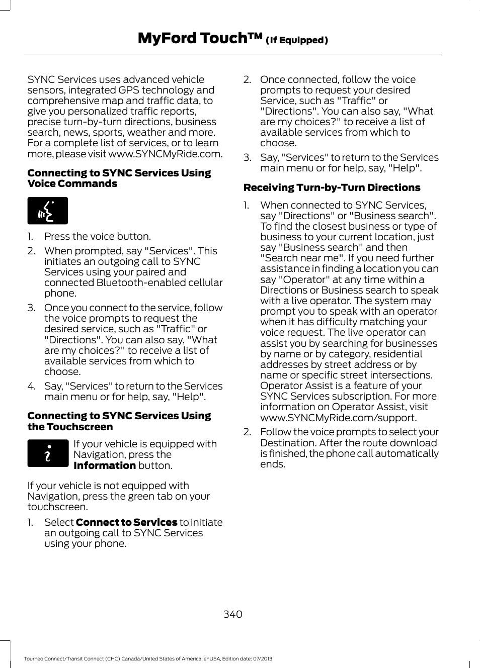 Myford touch | FORD 2014 Transit Connect v.2 User Manual | Page 343 / 404