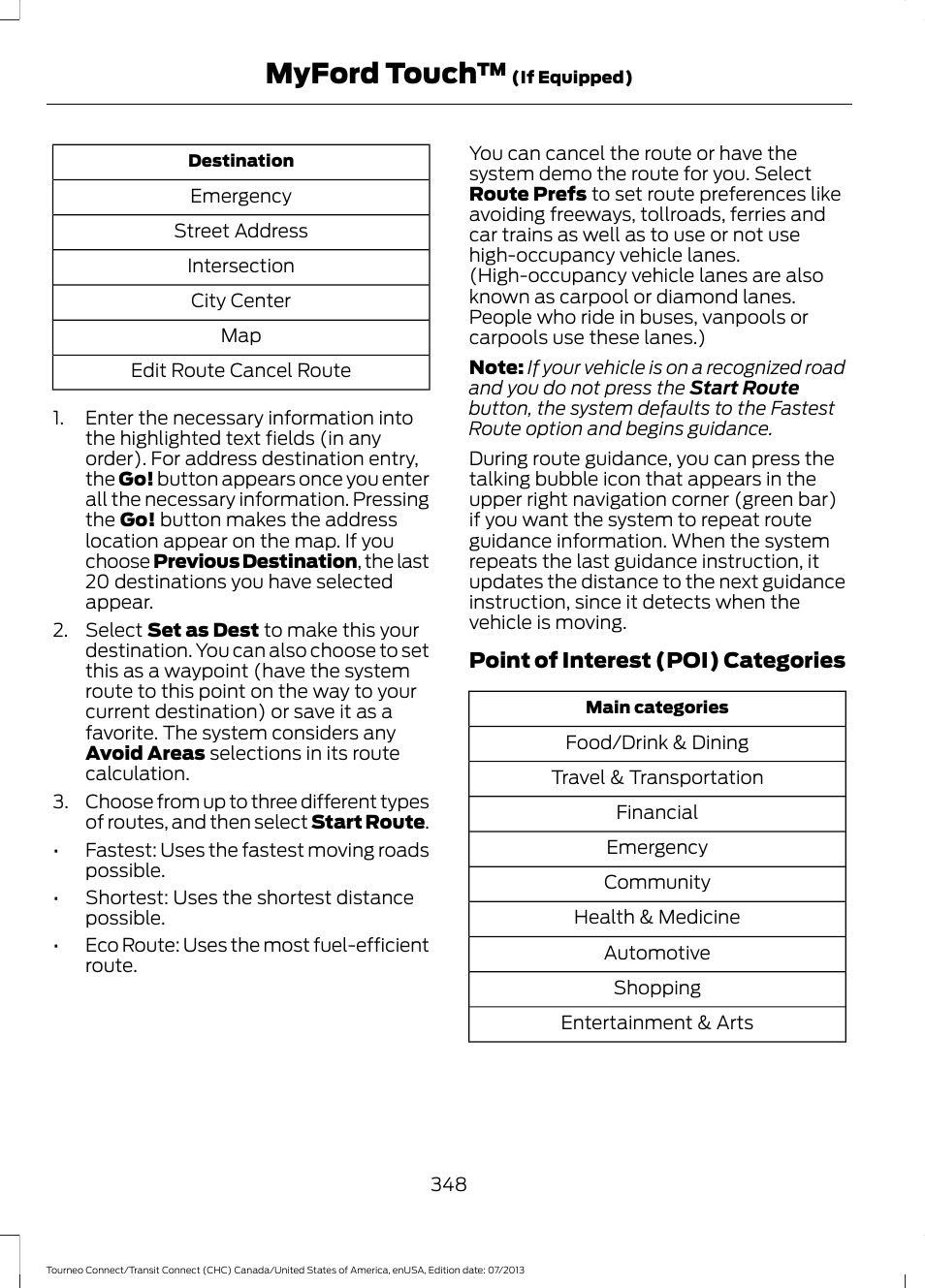 Myford touch | FORD 2014 Transit Connect v.2 User Manual | Page 351 / 404