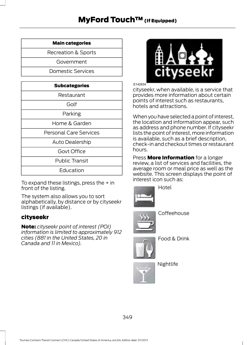 Myford touch | FORD 2014 Transit Connect v.2 User Manual | Page 352 / 404