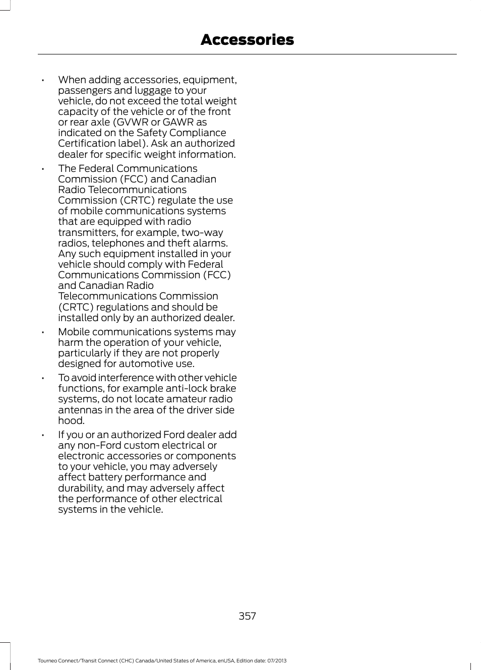 Accessories | FORD 2014 Transit Connect v.2 User Manual | Page 360 / 404