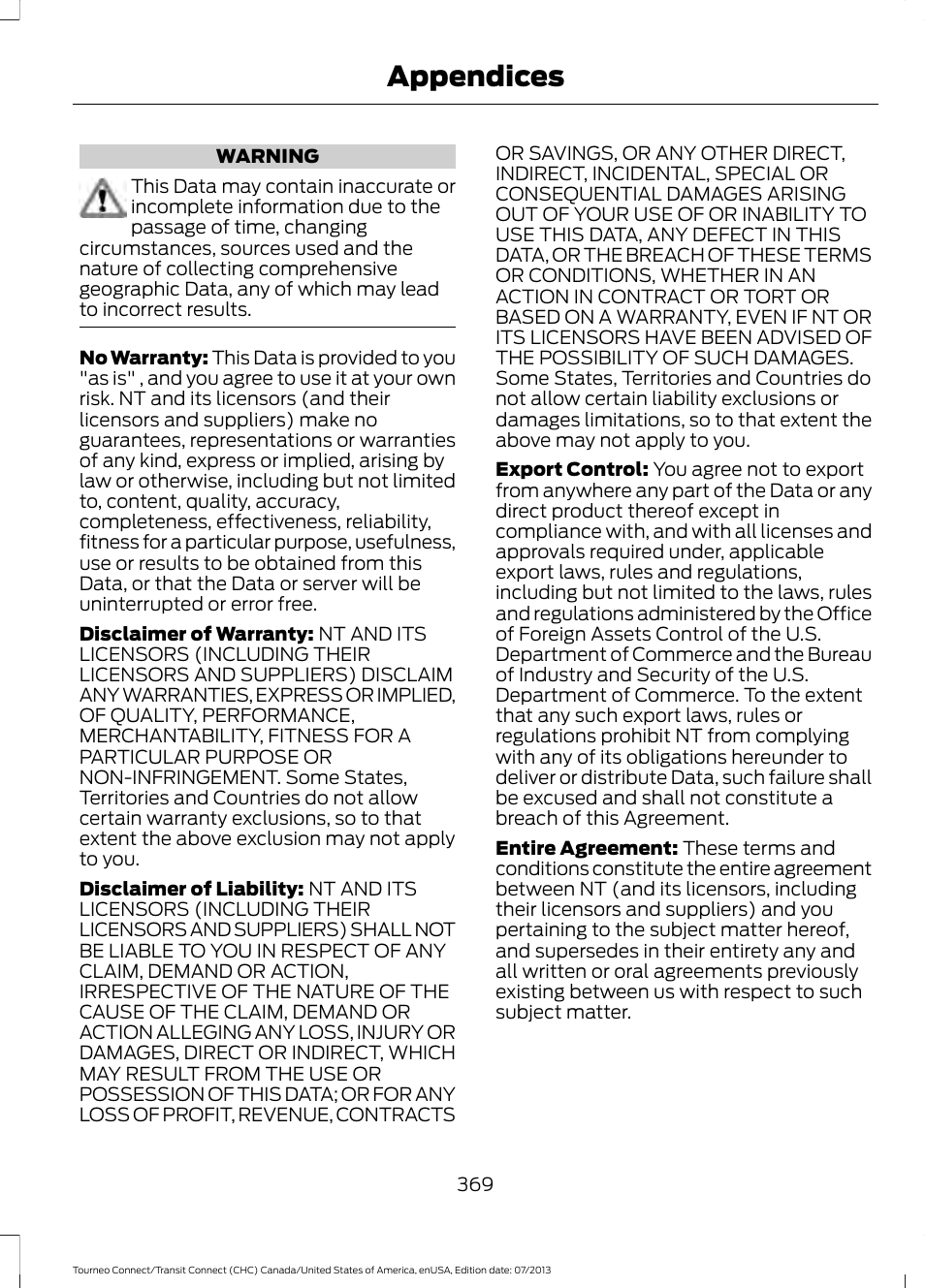 Appendices | FORD 2014 Transit Connect v.2 User Manual | Page 372 / 404