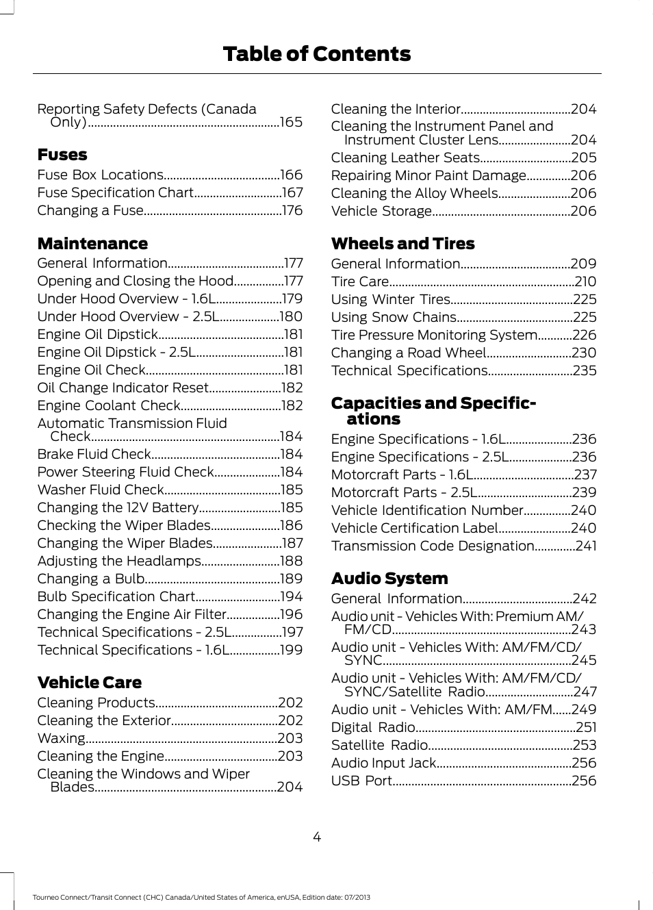 FORD 2014 Transit Connect v.2 User Manual | Page 7 / 404