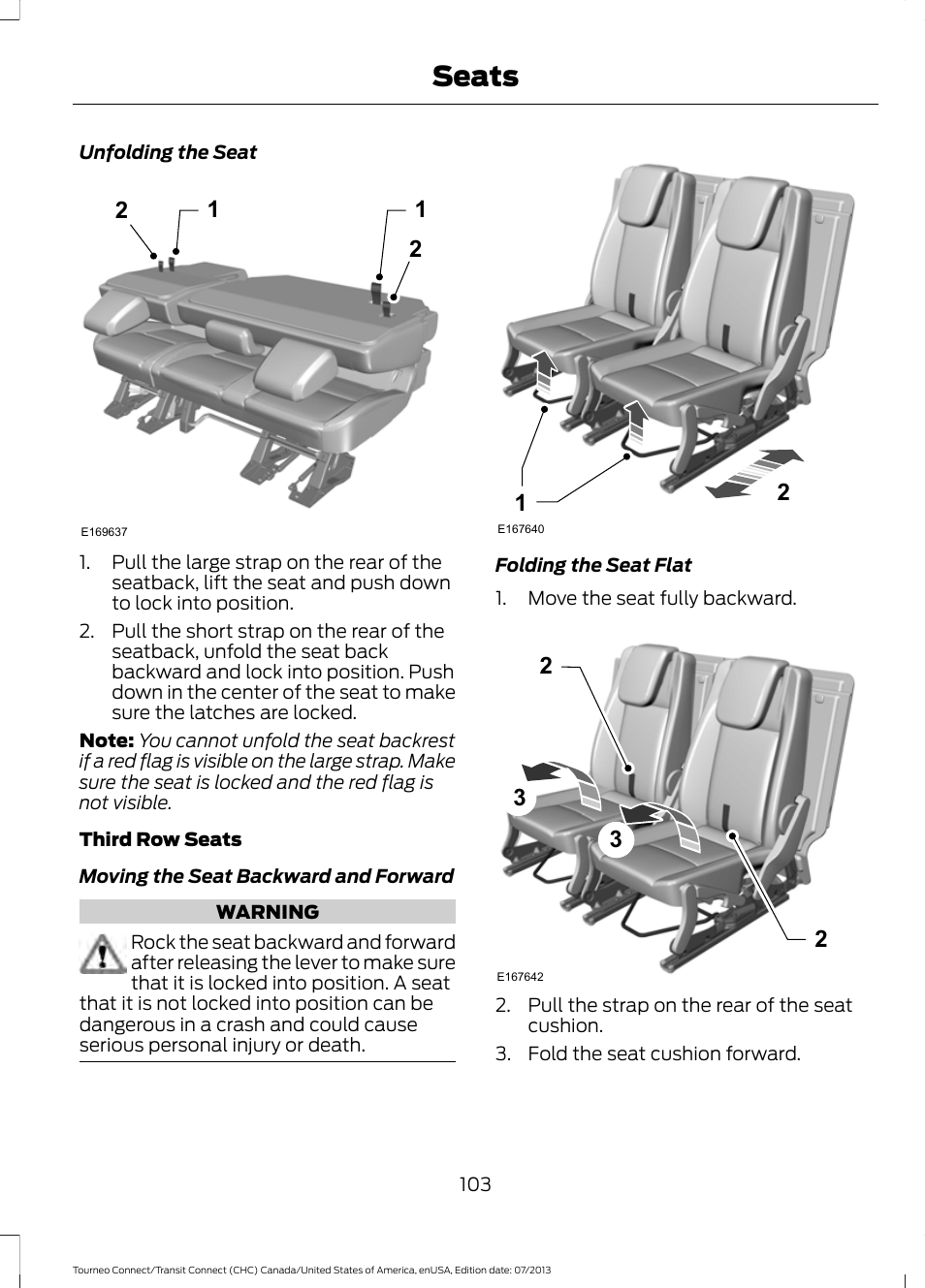 Seats | FORD 2014 Transit Connect v.3 User Manual | Page 106 / 411