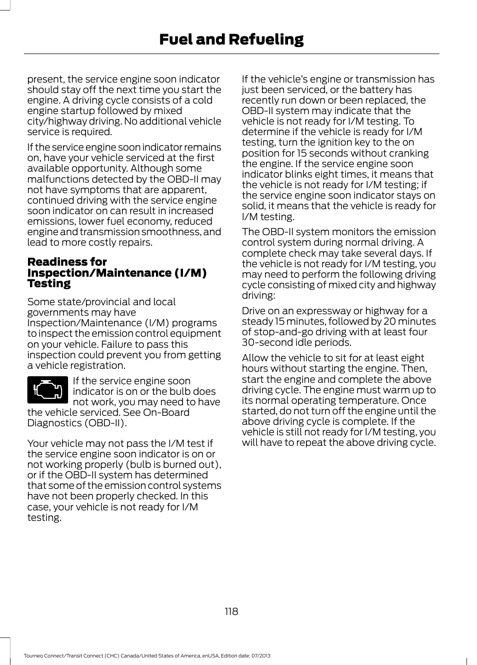 Fuel and refueling | FORD 2014 Transit Connect v.3 User Manual | Page 121 / 411