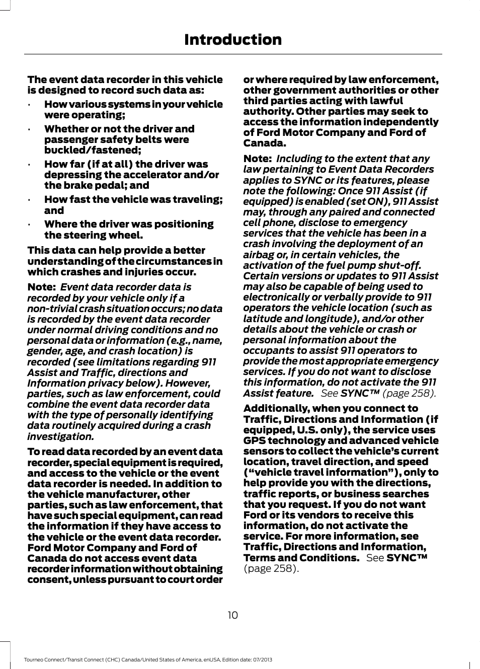 Introduction | FORD 2014 Transit Connect v.3 User Manual | Page 13 / 411