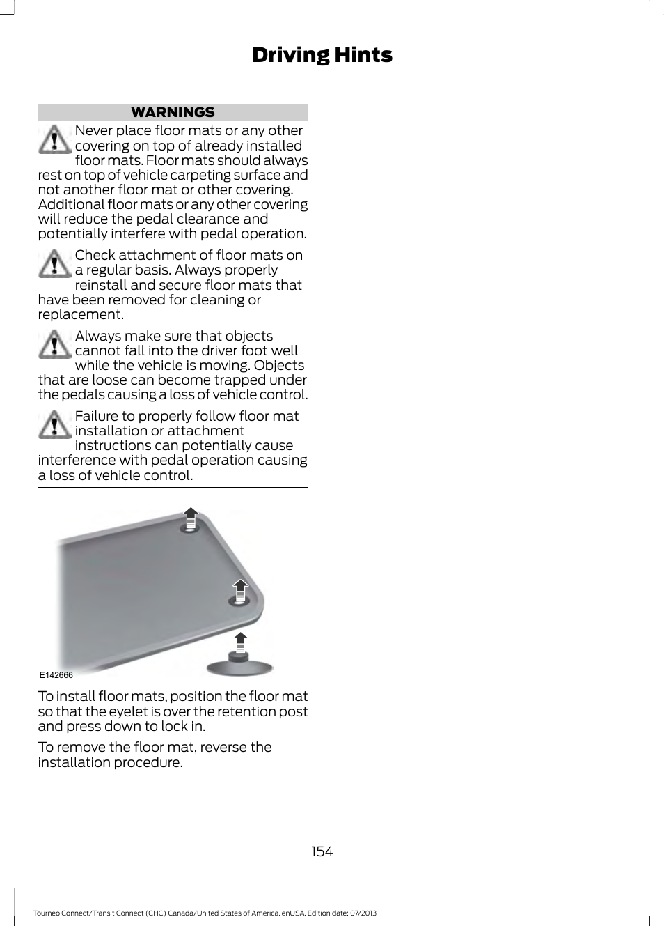 Driving hints | FORD 2014 Transit Connect v.3 User Manual | Page 157 / 411