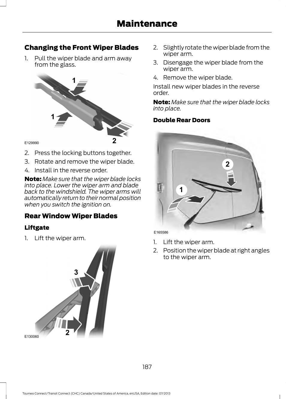 Maintenance | FORD 2014 Transit Connect v.3 User Manual | Page 190 / 411