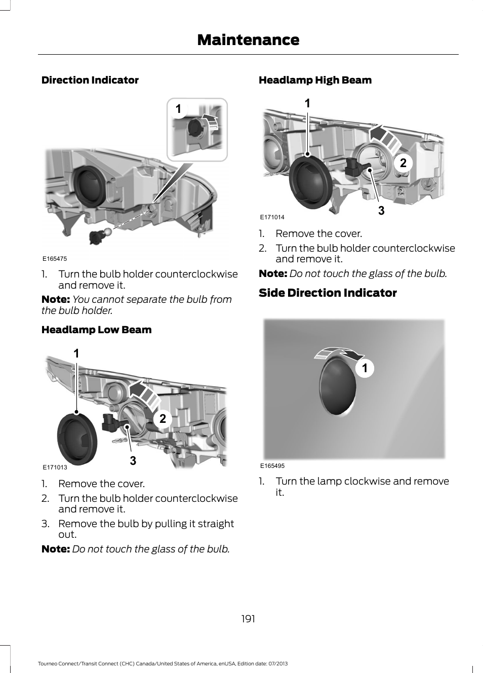 Maintenance | FORD 2014 Transit Connect v.3 User Manual | Page 194 / 411