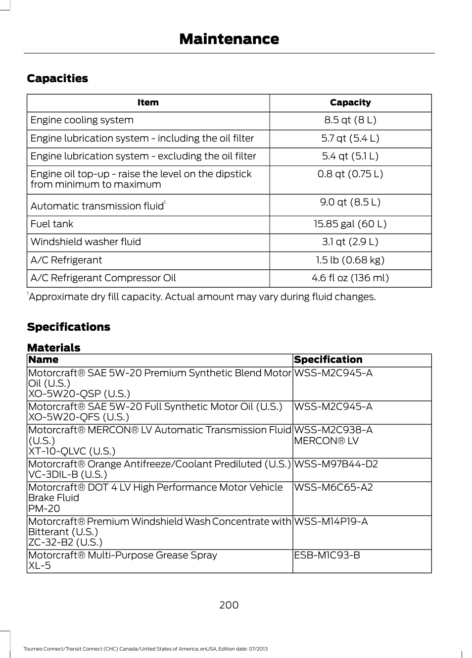 Maintenance | FORD 2014 Transit Connect v.3 User Manual | Page 203 / 411