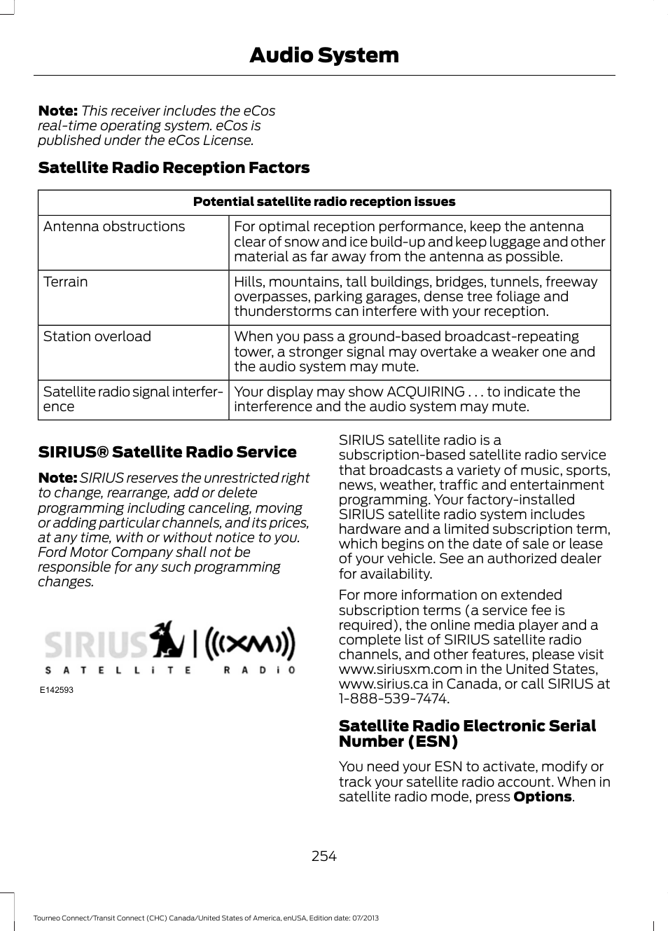 Audio system | FORD 2014 Transit Connect v.3 User Manual | Page 257 / 411