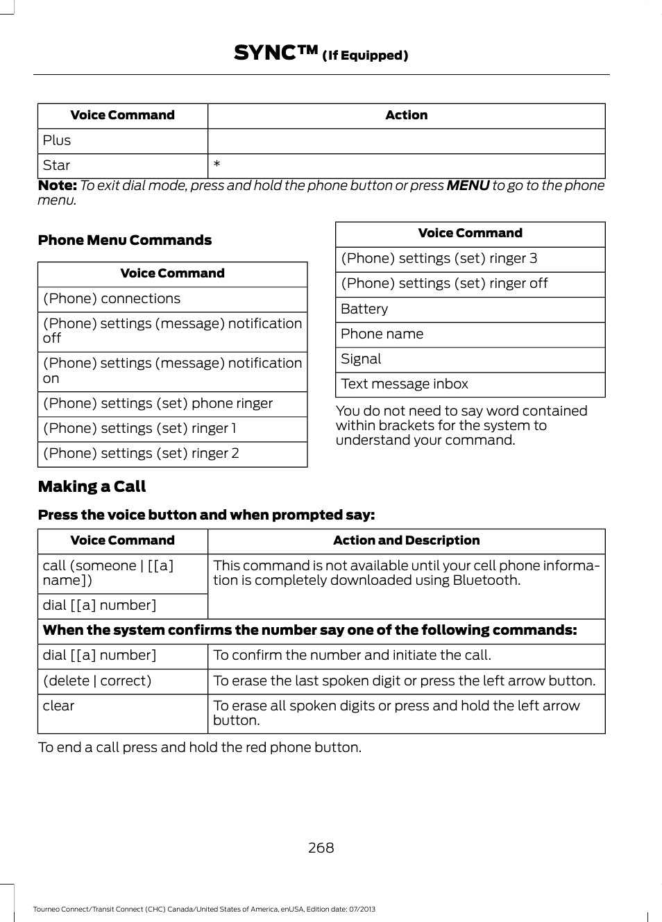 Sync | FORD 2014 Transit Connect v.3 User Manual | Page 271 / 411