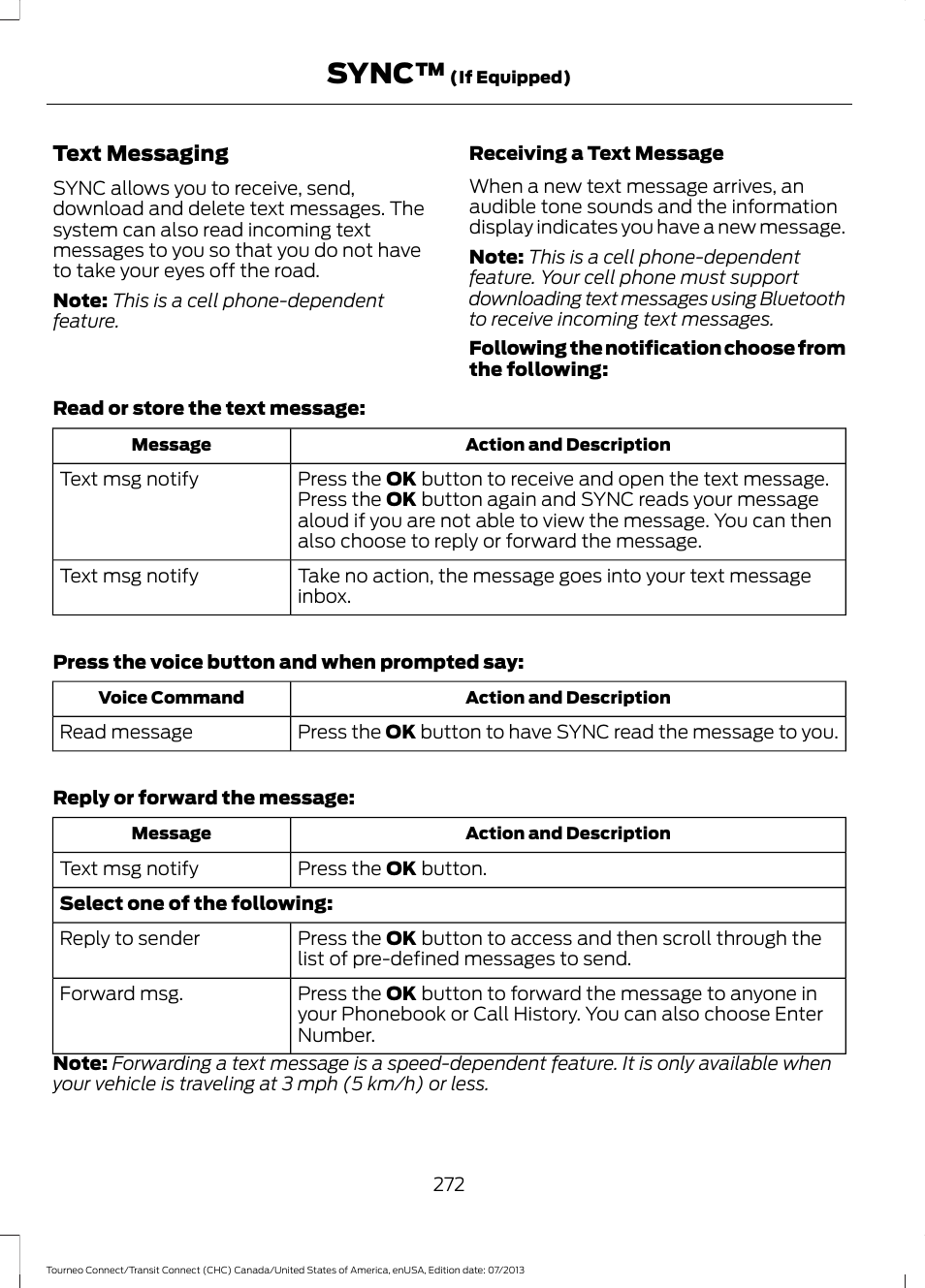 Sync | FORD 2014 Transit Connect v.3 User Manual | Page 275 / 411