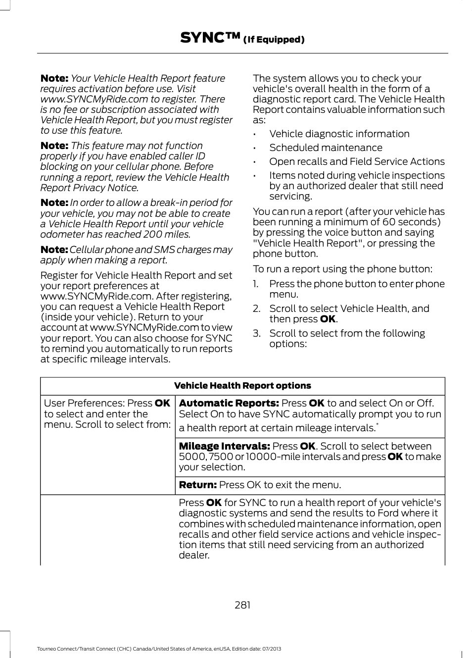 Sync | FORD 2014 Transit Connect v.3 User Manual | Page 284 / 411