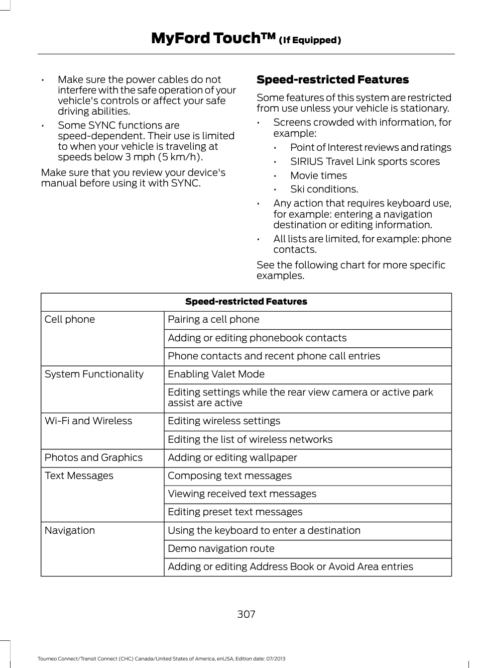 Myford touch | FORD 2014 Transit Connect v.3 User Manual | Page 310 / 411