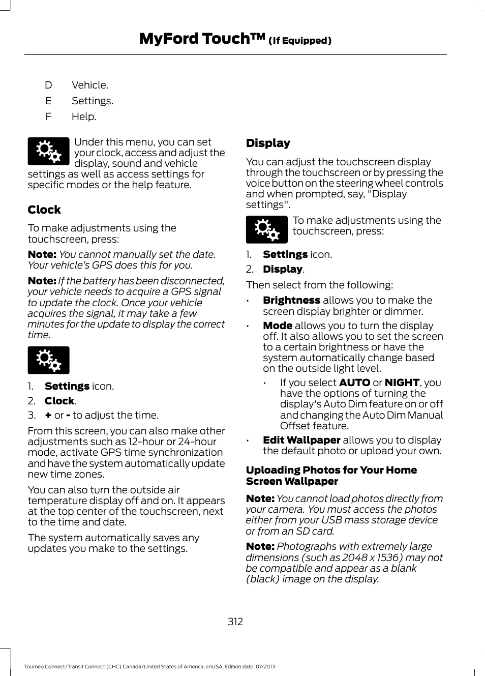 Myford touch | FORD 2014 Transit Connect v.3 User Manual | Page 315 / 411
