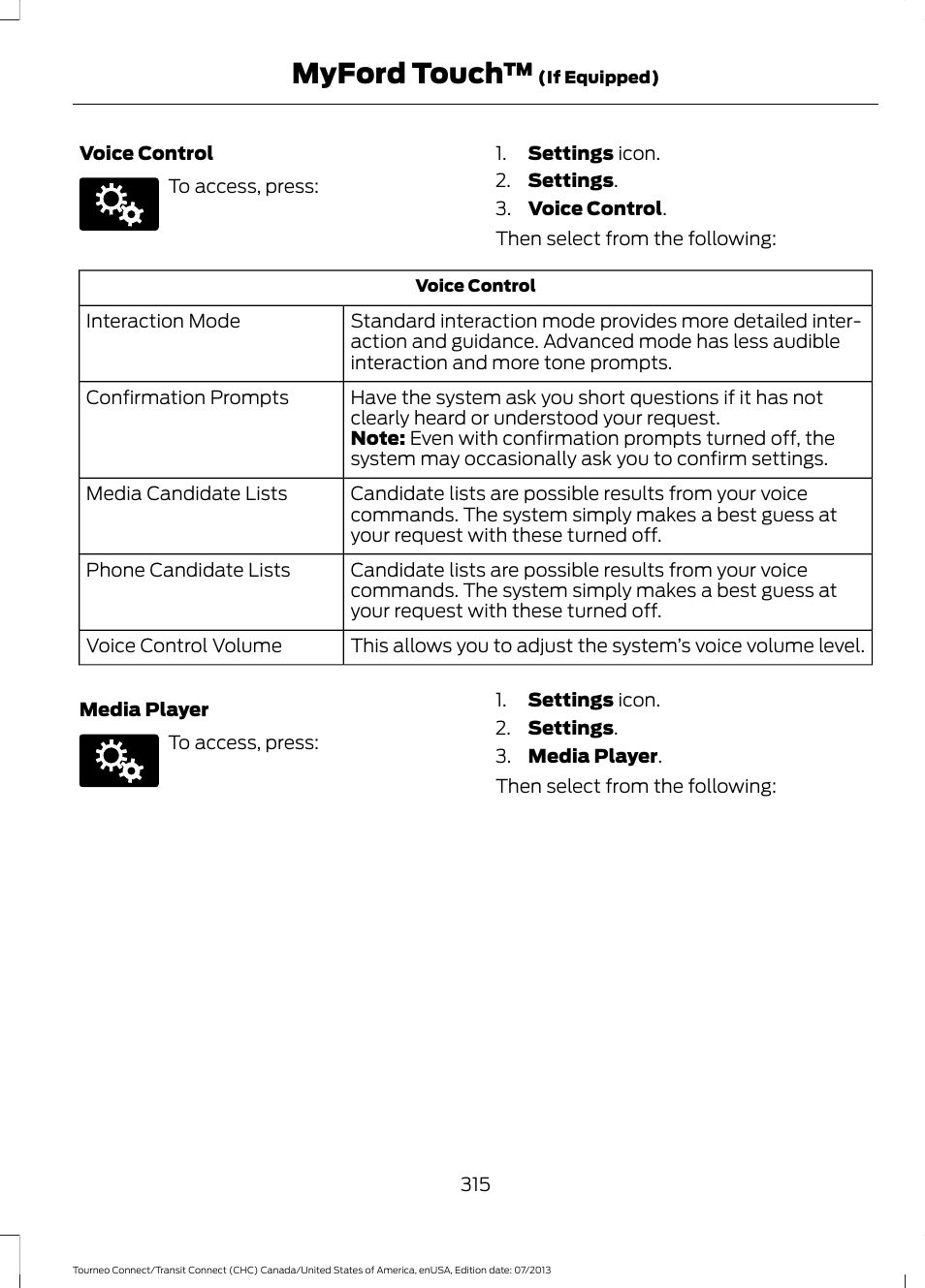 Myford touch | FORD 2014 Transit Connect v.3 User Manual | Page 318 / 411