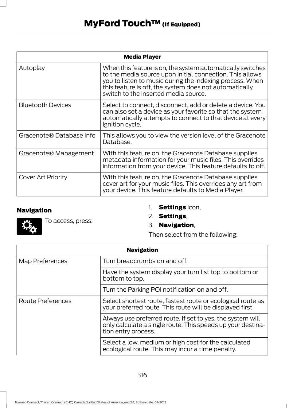Myford touch | FORD 2014 Transit Connect v.3 User Manual | Page 319 / 411