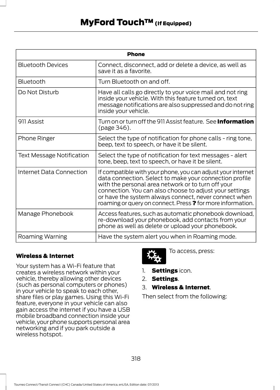 Myford touch | FORD 2014 Transit Connect v.3 User Manual | Page 321 / 411