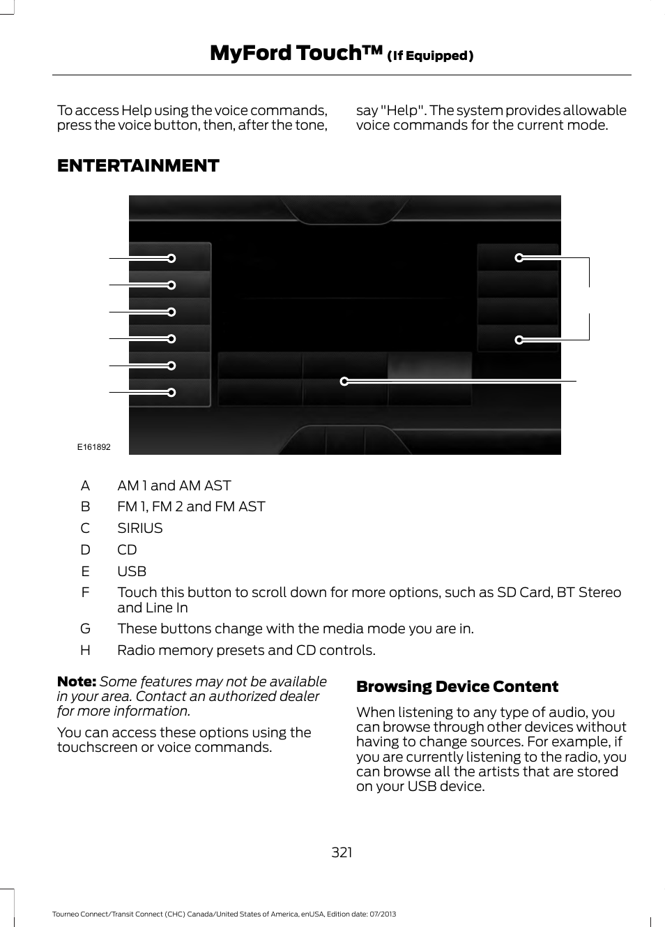 Entertainment, Myford touch | FORD 2014 Transit Connect v.3 User Manual | Page 324 / 411