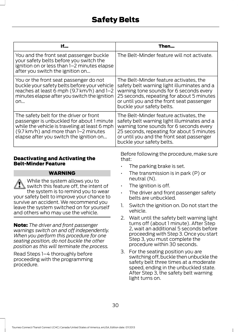 Safety belts | FORD 2014 Transit Connect v.3 User Manual | Page 33 / 411