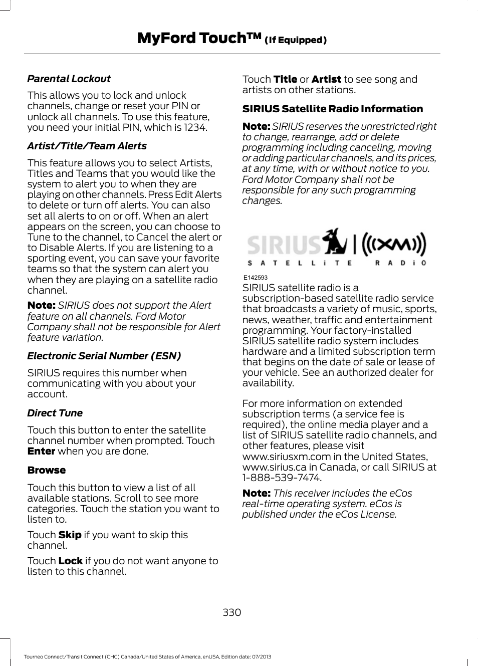 Myford touch | FORD 2014 Transit Connect v.3 User Manual | Page 333 / 411