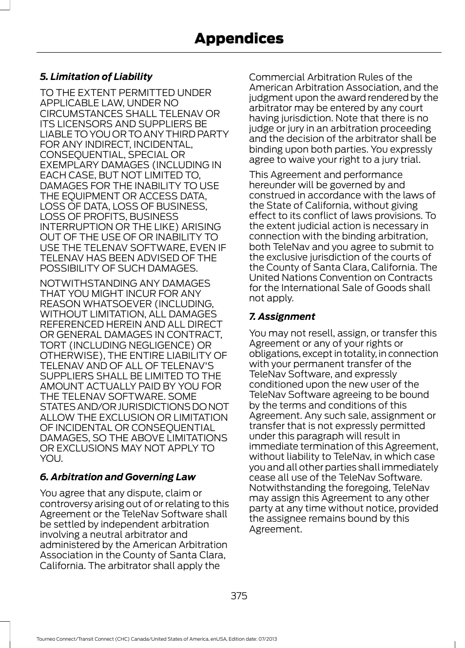Appendices | FORD 2014 Transit Connect v.3 User Manual | Page 378 / 411