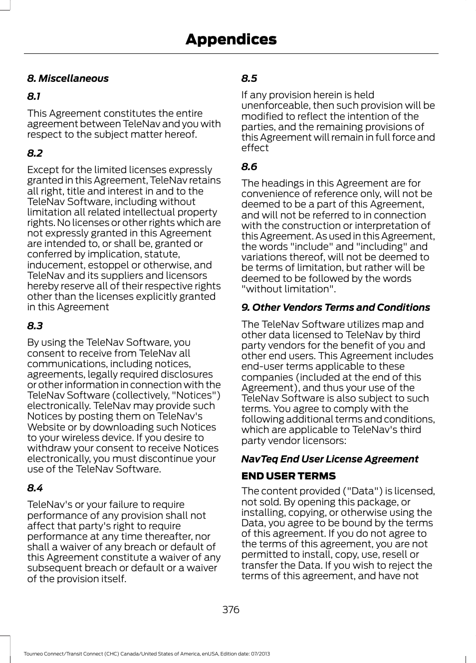 Appendices | FORD 2014 Transit Connect v.3 User Manual | Page 379 / 411