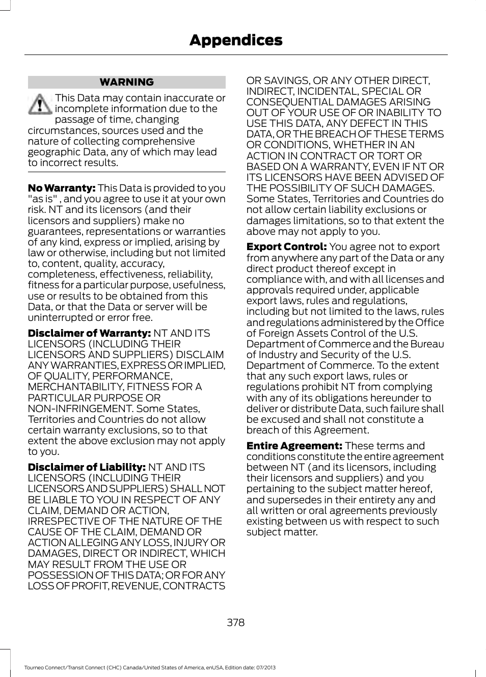 Appendices | FORD 2014 Transit Connect v.3 User Manual | Page 381 / 411