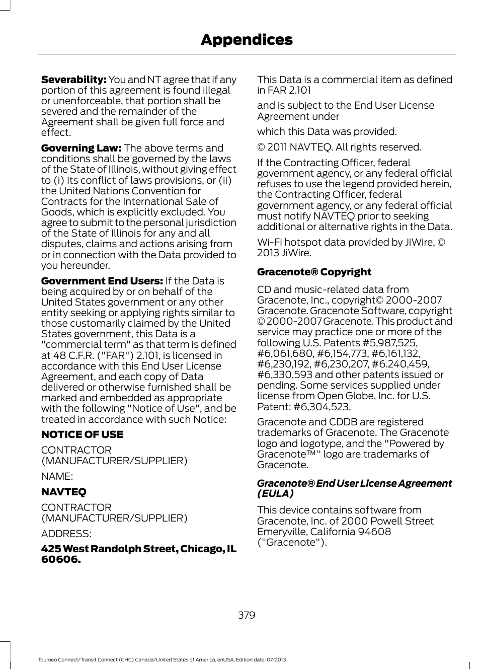 Appendices | FORD 2014 Transit Connect v.3 User Manual | Page 382 / 411