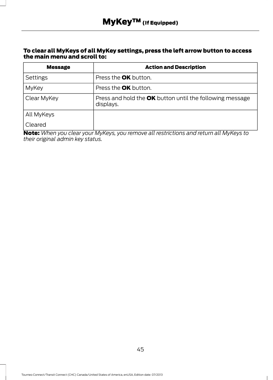 Mykey | FORD 2014 Transit Connect v.3 User Manual | Page 48 / 411