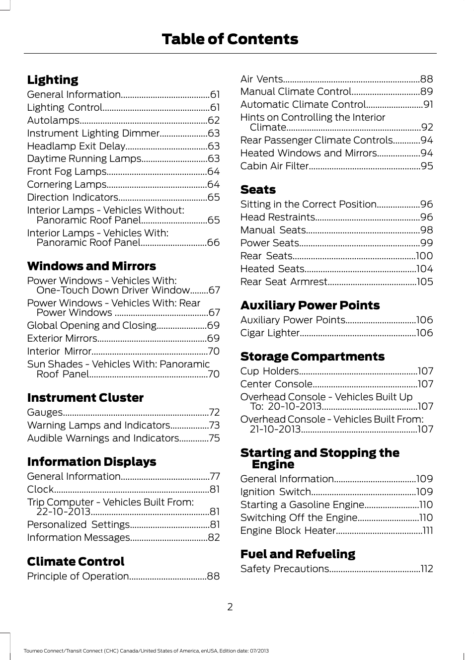FORD 2014 Transit Connect v.3 User Manual | Page 5 / 411