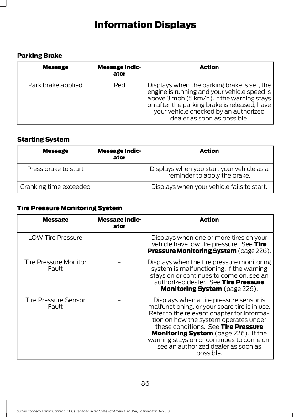 Information displays | FORD 2014 Transit Connect v.3 User Manual | Page 89 / 411