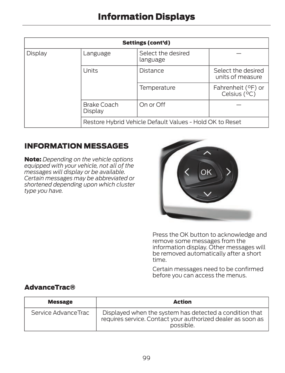 Information displays, Information messages | FORD 2013 C-MAX Hybrid v.1 User Manual | Page 102 / 446