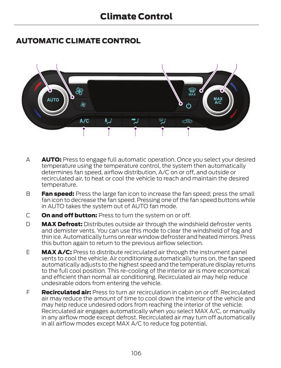 Climate control | FORD 2013 C-MAX Hybrid v.1 User Manual | Page 109 / 446