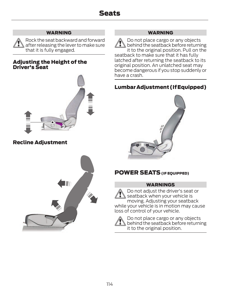 Seats, Power seats | FORD 2013 C-MAX Hybrid v.1 User Manual | Page 117 / 446