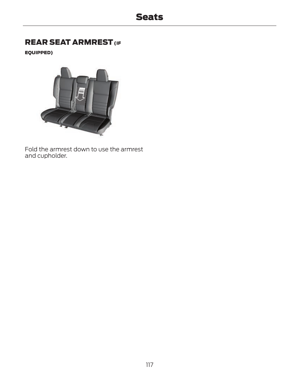 Seats, Rear seat armrest | FORD 2013 C-MAX Hybrid v.1 User Manual | Page 120 / 446