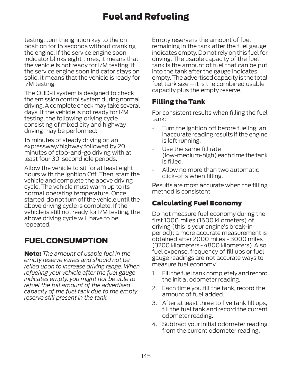 Fuel and refueling, Fuel consumption | FORD 2013 C-MAX Hybrid v.1 User Manual | Page 148 / 446