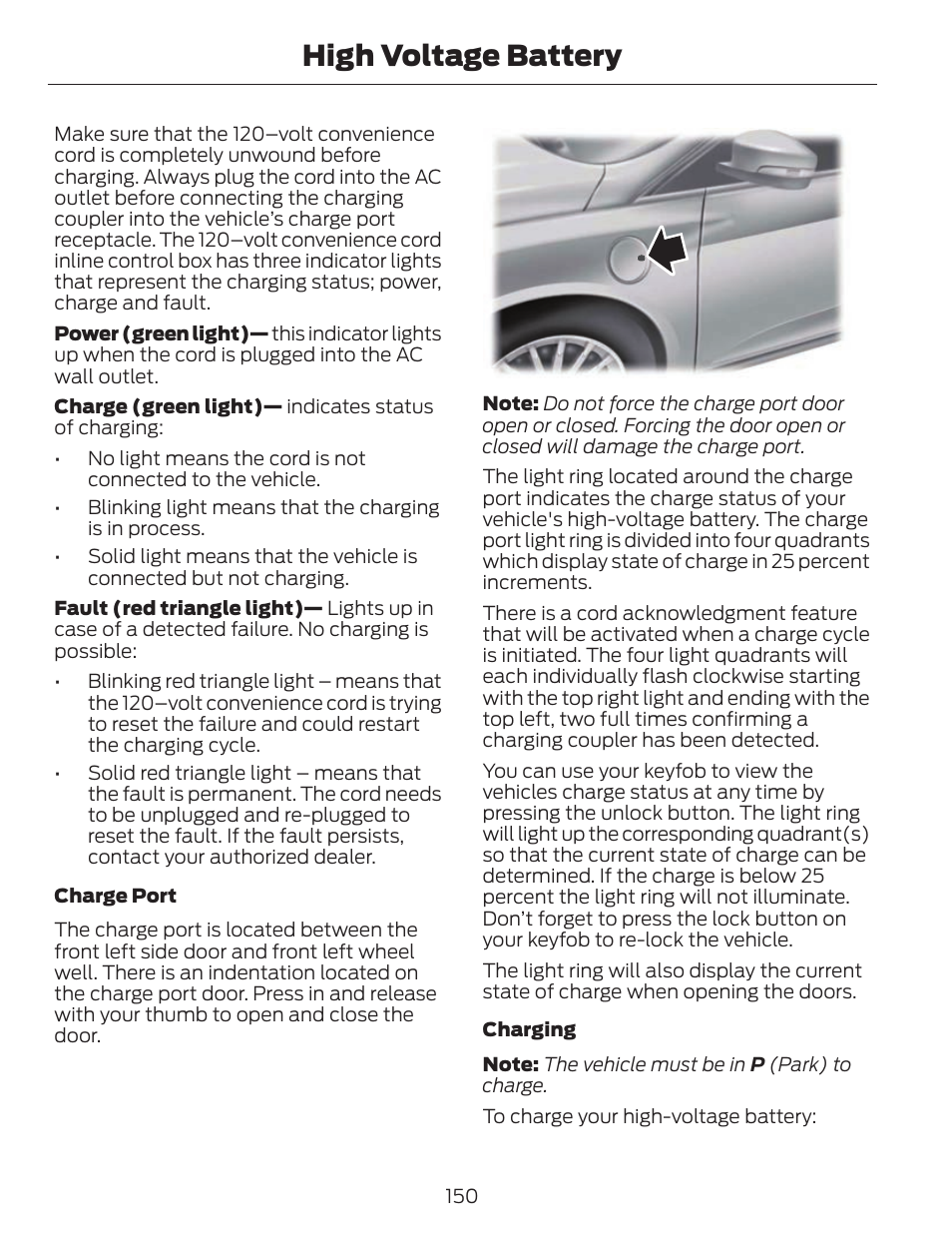 High voltage battery | FORD 2013 C-MAX Hybrid v.1 User Manual | Page 153 / 446