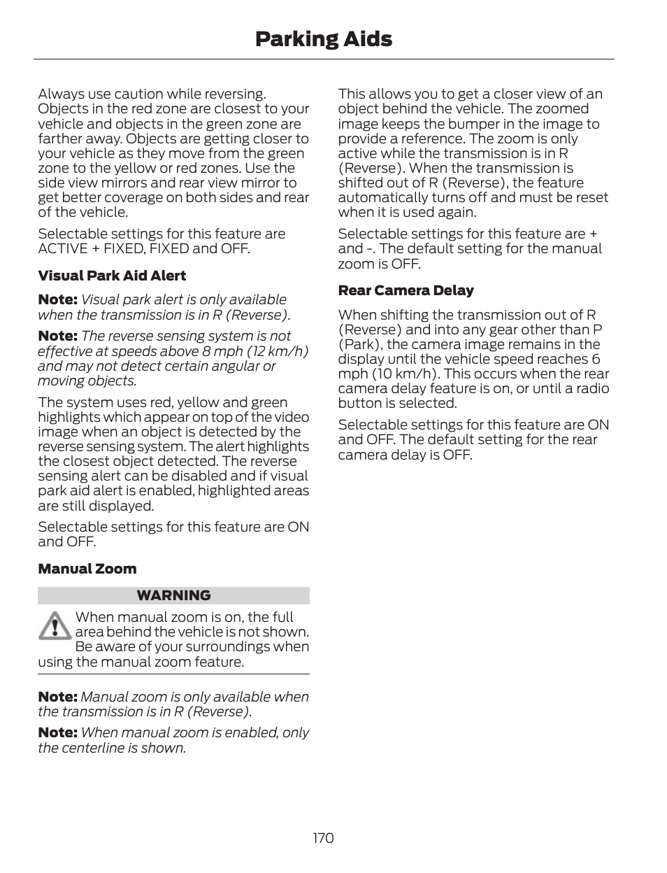 Parking aids | FORD 2013 C-MAX Hybrid v.1 User Manual | Page 173 / 446