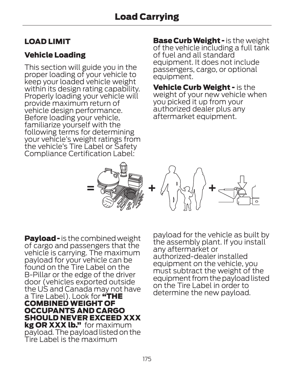 Payload, Load carrying | FORD 2013 C-MAX Hybrid v.1 User Manual | Page 178 / 446