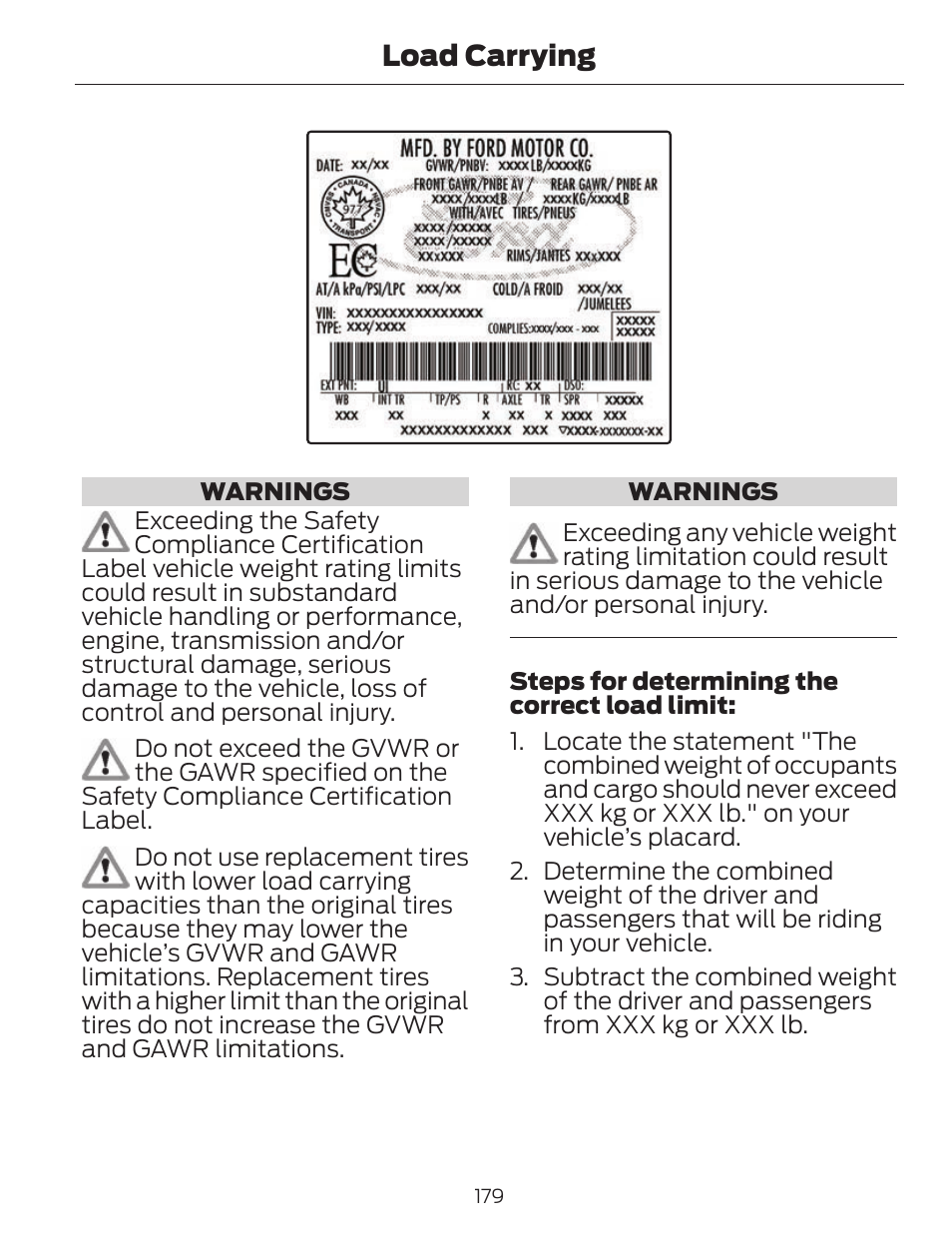 Load carrying | FORD 2013 C-MAX Hybrid v.1 User Manual | Page 182 / 446