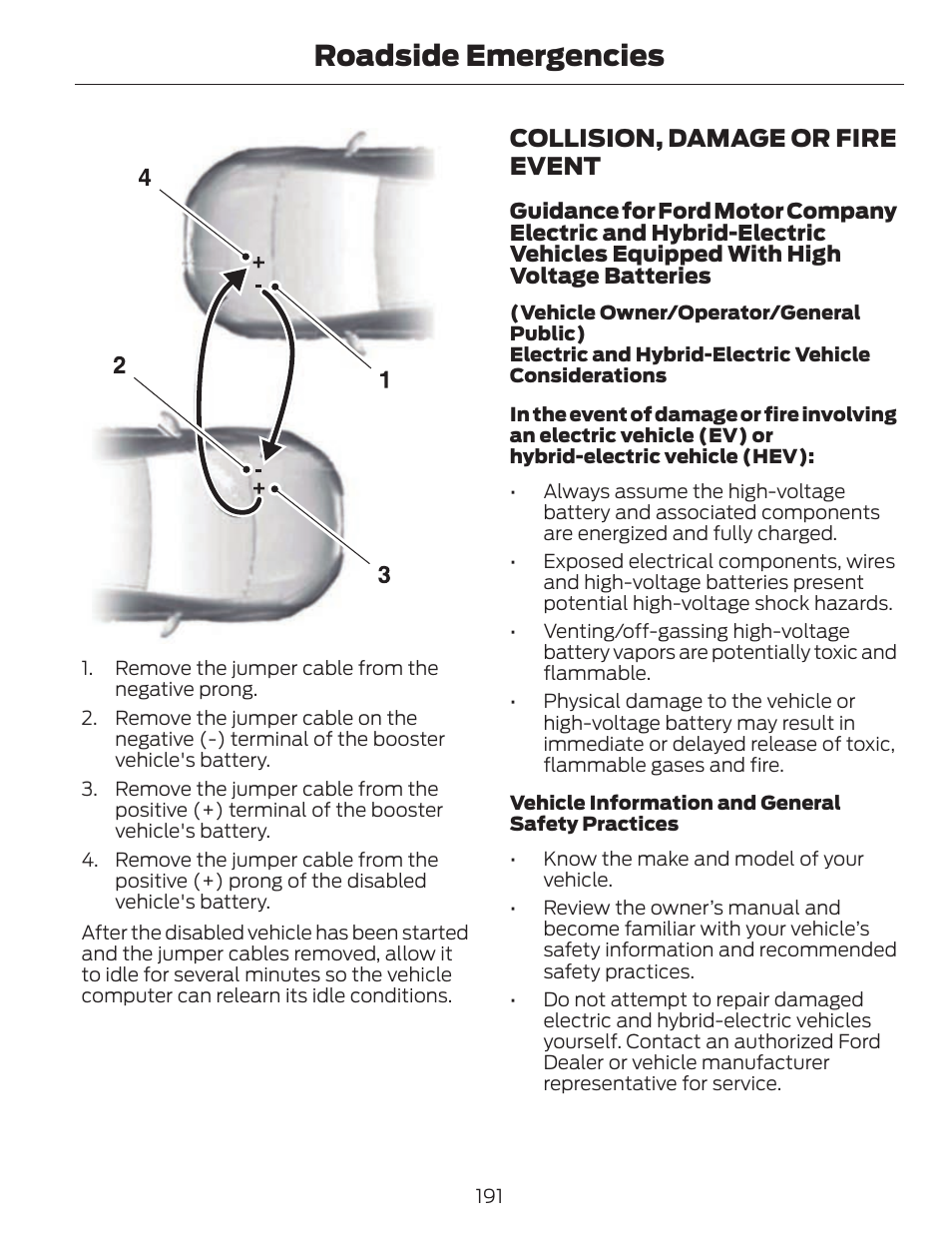 Roadside emergencies, Collision, damage or fire event | FORD 2013 C-MAX Hybrid v.1 User Manual | Page 194 / 446