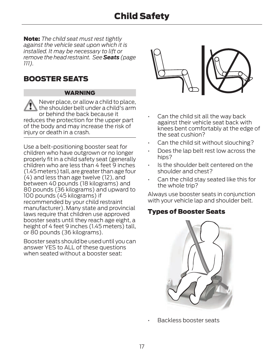 Child safety, Booster seats | FORD 2013 C-MAX Hybrid v.1 User Manual | Page 20 / 446