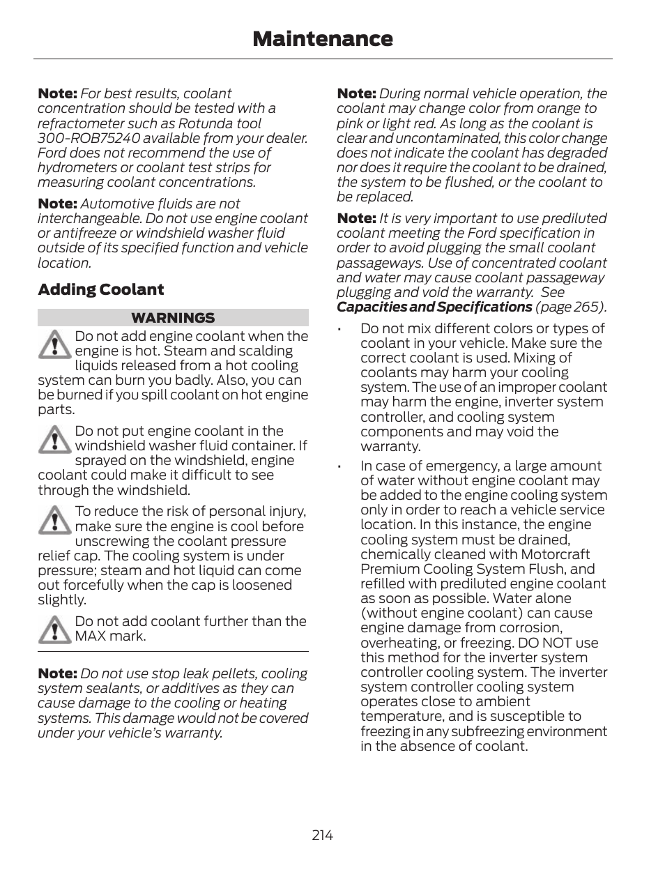 Maintenance | FORD 2013 C-MAX Hybrid v.1 User Manual | Page 217 / 446