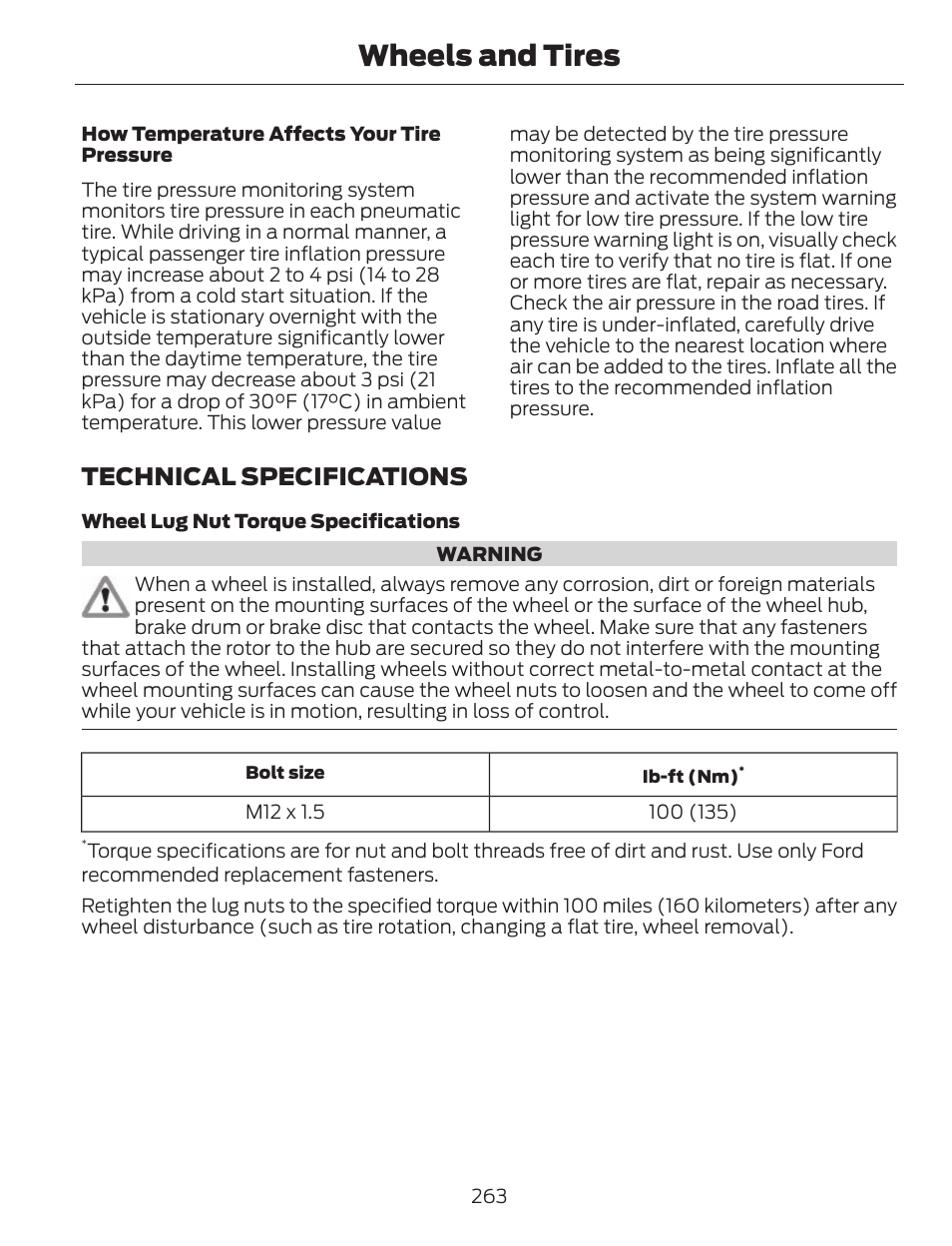 Wheels and tires, Technical specifications | FORD 2013 C-MAX Hybrid v.1 User Manual | Page 266 / 446