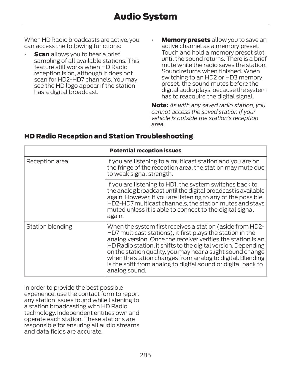 Audio system | FORD 2013 C-MAX Hybrid v.1 User Manual | Page 288 / 446