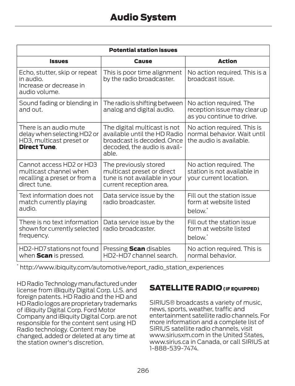 Audio system, Satellite radio | FORD 2013 C-MAX Hybrid v.1 User Manual | Page 289 / 446